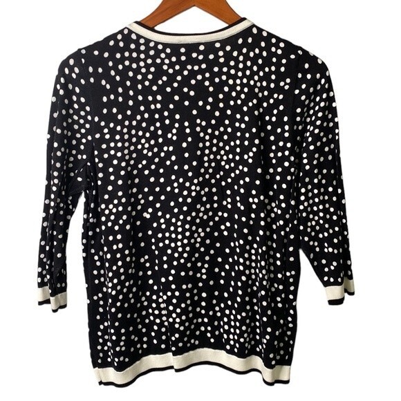 Talbots Polka Dot Button Down Cardigan Sweater 3/4 Sleeve Academia Office Soft - Picture 7 of 13